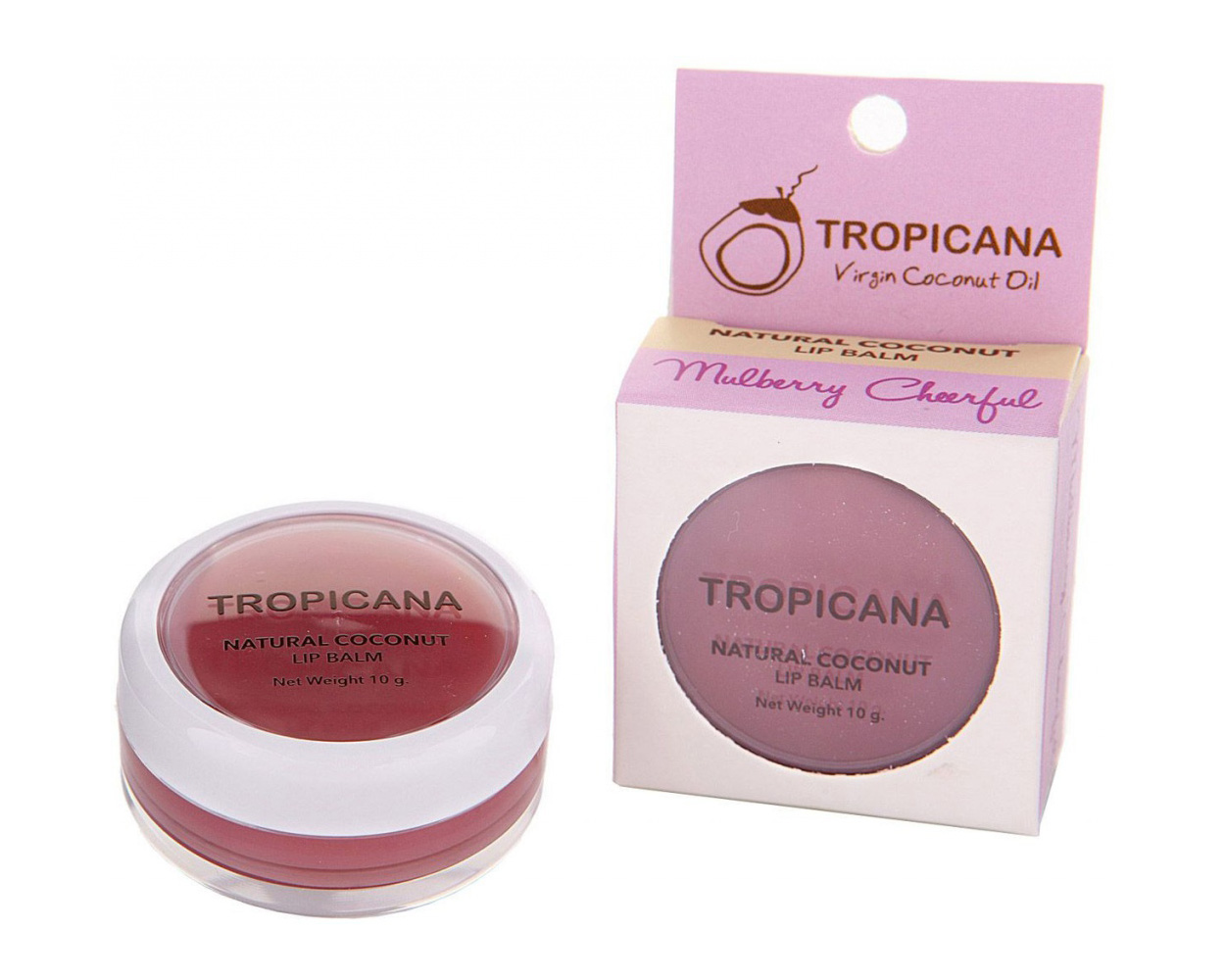 Натуральный кокосовый бальзам для губ Веселая Шелковица Tropicana Natural Coconut Lip Balm Mulberry Cheerful 10 гр. Таиланд