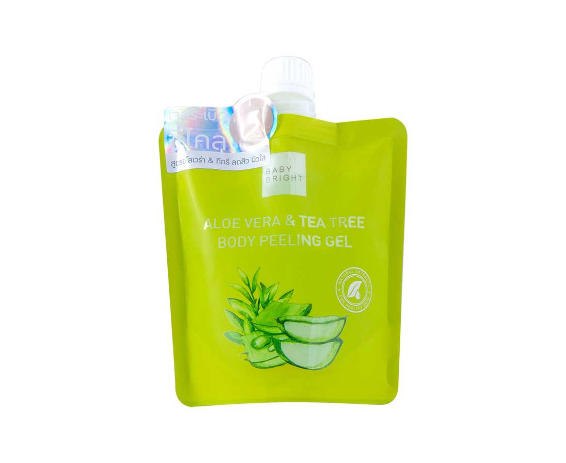 Пилинг гель для тела из Тайланда с алоэ вера и маслом чайного дерева Baby Bright Aloe Vera & Tea Tree Body Peeling Gel 200 мл. тайланд aloe-vera