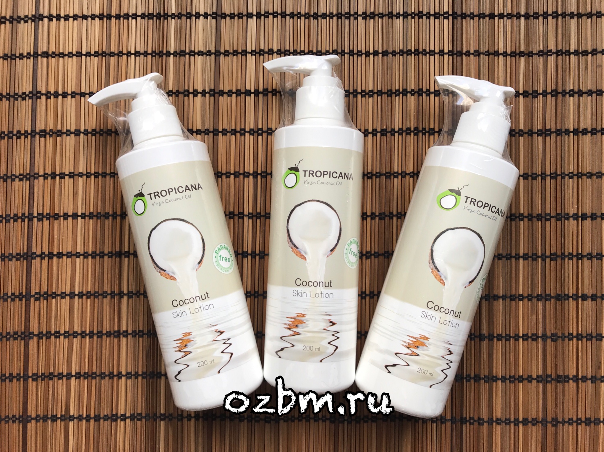 Тайский лосьон для тела без парабенов на основе кокосового масла холодного отжима Tropicana Coconut Skin Lotion 200 мл
