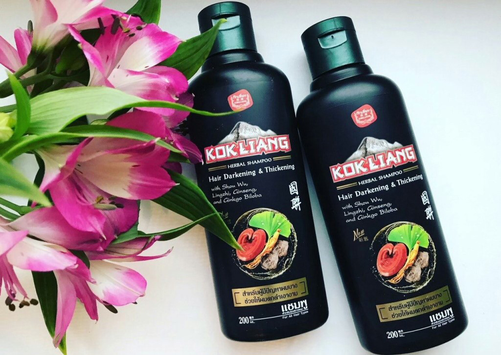 Травяной шампунь из Таиланда для темных волос от Kokliang, Herbal shampoo Hair Darkening & Thickening 200 мл.